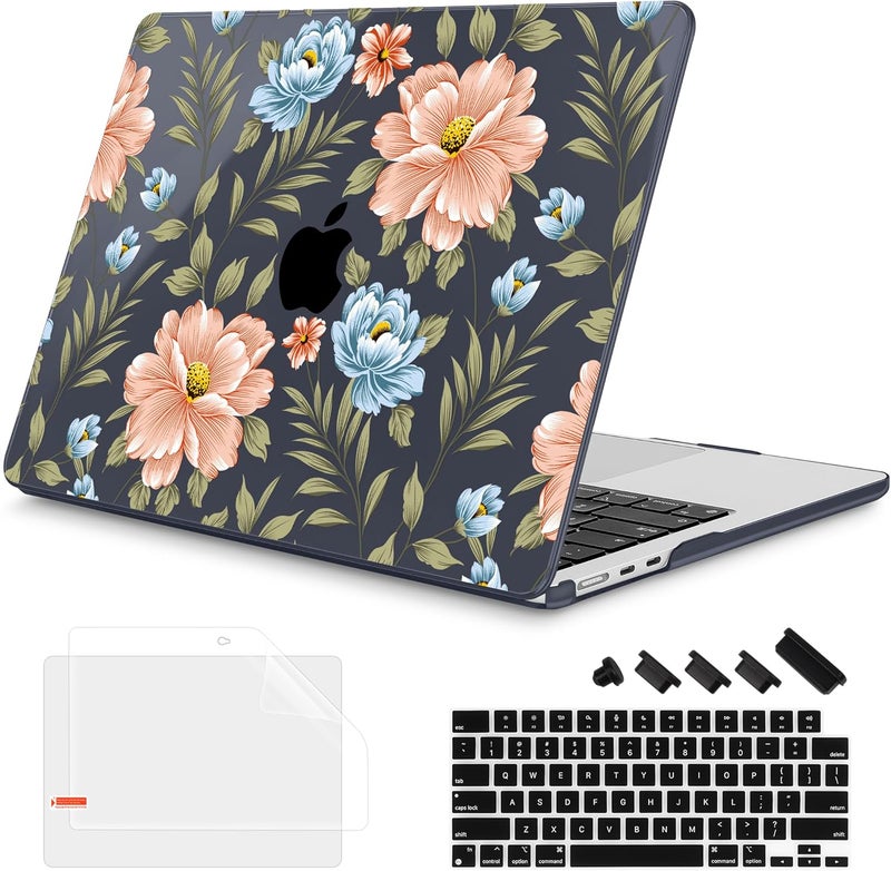 Mektron Designed for 2025/2024/2023 MacBook Air 15 INCH M4 A3241 /M3 A3114 /M2 A2941 Case, Printed Plastic Hard Shell Cover with 15.3" Liquid Retina Display Touch ID, Flower C400 - Image 1